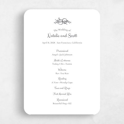 White Rounded Wedding Program - Harper