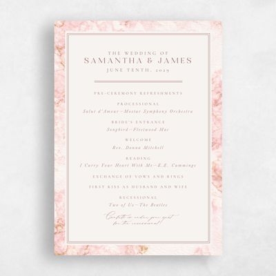 Blush, Pink Wedding Program - Carrara