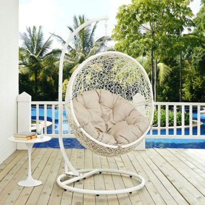 Modway Hide Patio Stand-Alone Swing Hammock Chair in Grey/Mocha