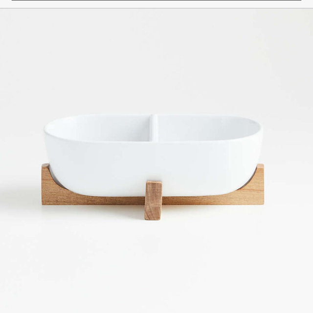 Oven-to-Table Two-Part Serving Dish with Wood Stand