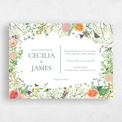 White Wedding Invitation - Rosalind Landscape