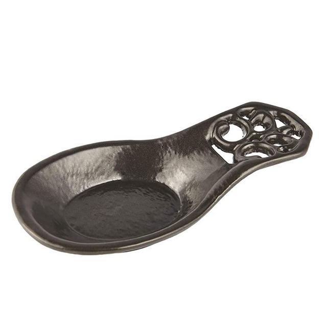 Vintage Spoon Rest, Kitchen Spoon Rest Cast Iron Utensil Rest Ladle Spoon Holder for Cooking Home Decor, 7.9''3.7''1.1'', Coffee Gold Color