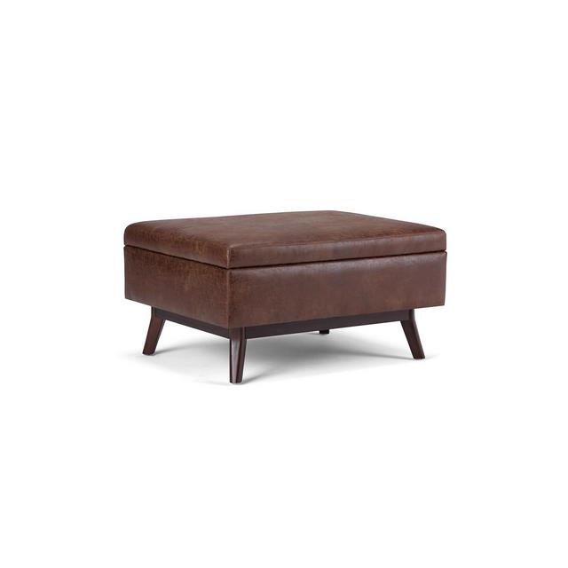 34" Ethan Coffee Table Storage Ottoman Distressed Saddle Brown - WyndenHall
