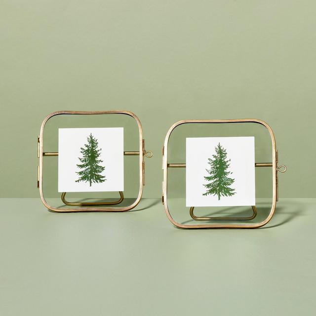 4"x4" Winter Tree Pressed Glass Frames Antique Brass - Hearth & Hand™ with Magnolia