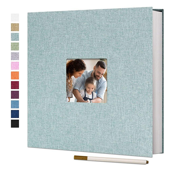 Vienrose Large Photo Album Self Adhesive for Pictures Magnetic Scrapbook Album DIY 60 Blank Pages with A Metallic Pen 13''x12.6'' 60Pages