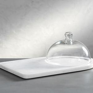 White Marble Glass Domed Cheese Board