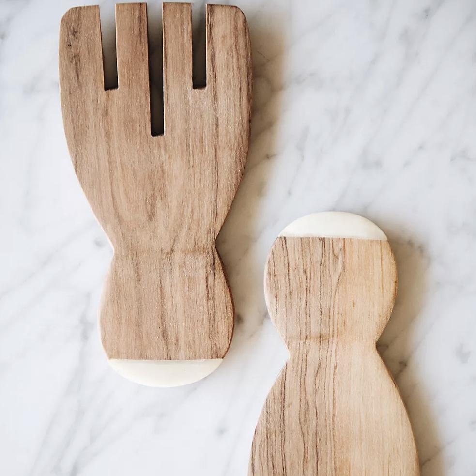 Connected Goods Wild Olive Wood Paddle Salad Servers
