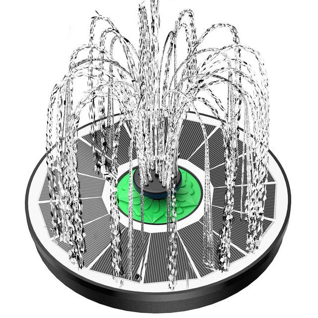 Yzert Solar Fountain for Bird Bath Glass - No Battery, 3.5W Solar Bird Bath Fountains Green Flower with 4 Fixed Rods & 7 Nozzles, Solar Powered Water Fountain for Outdoor, Pond, Pool, Garden