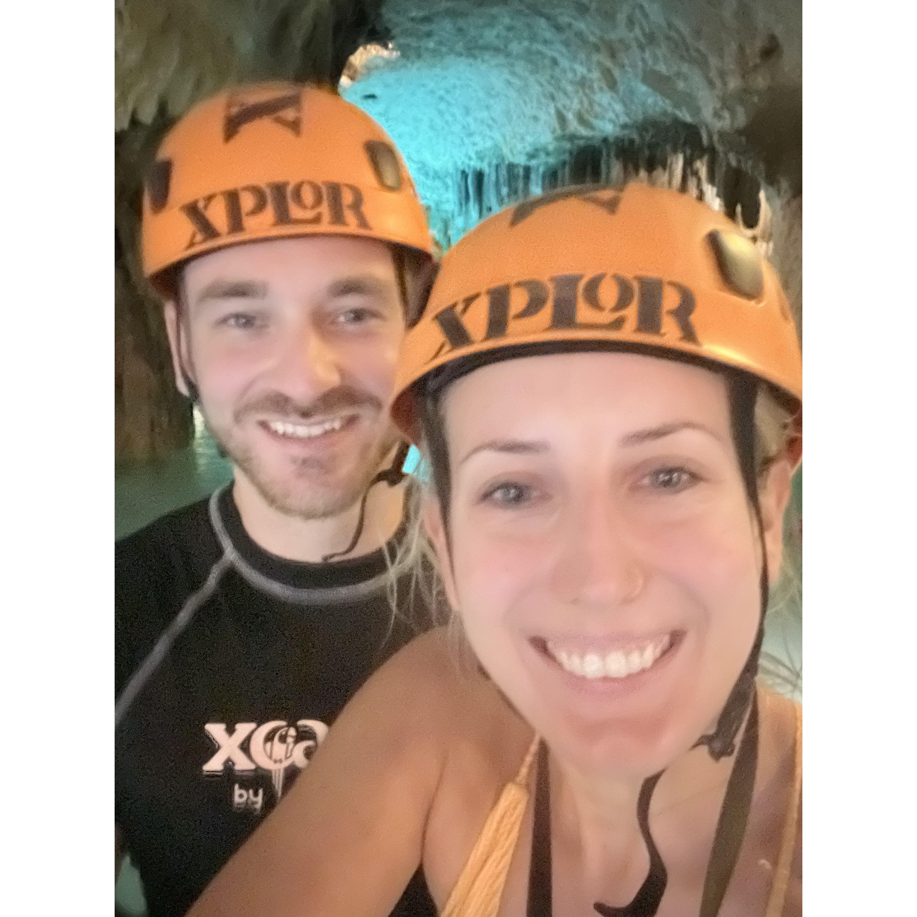 Exploring the caves at Xcaret, Mexico