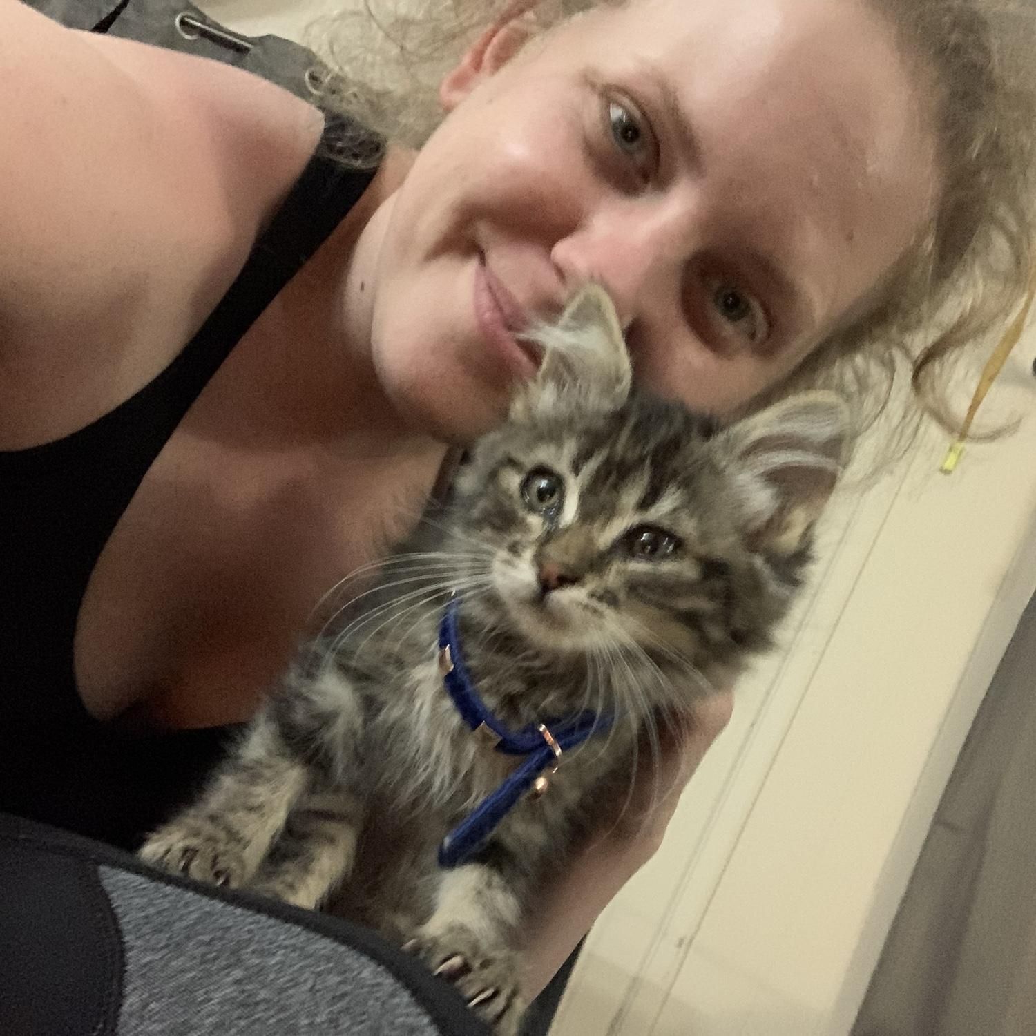 Katie and our kitty Smokey as a baby!