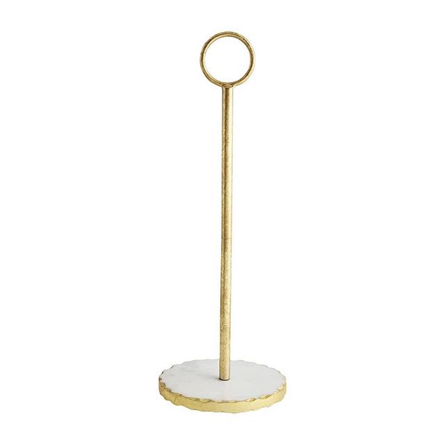 Mud Pie Gold Edge Marble Paper Towel Holder, White, 16" x 6" Dia