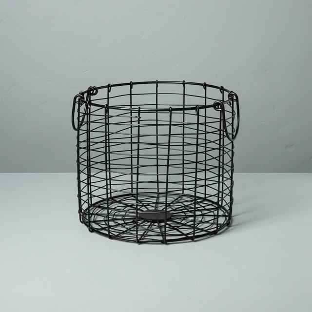 Medium Round Wire Storage Basket with Handles Black - Hearth & Hand™ with Magnolia