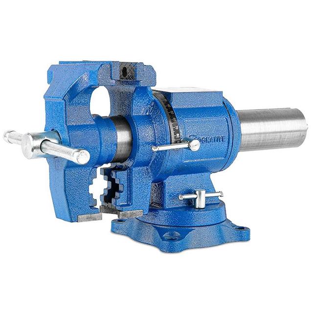 COGNATIVE 5-Inch Heavy Duty Bench Vise Ductile Iron Bench Vise 360° Multi-Purpose Bench Vise with Anvil, Clamp force 4000KG, Blue