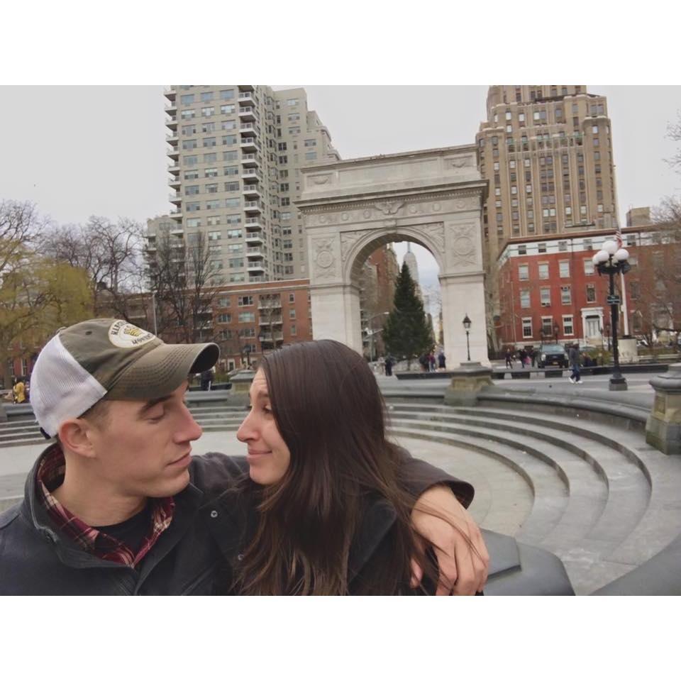 Ashley is not amused with a "When Harry Met Sally" joke... Washington Square Park in New York