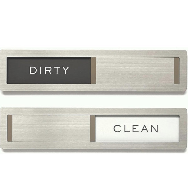 Clean dirty magnet for dishwasher, Kubik Letters Premium Stainless Steel Grade 304, Kitchen Organizers and Storage Decor Accessories, Extra Adhesive Tapes Included.