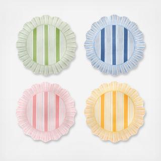 Cabana Stripe Assorted Melamine Dessert/Salad Plate, Set of 4