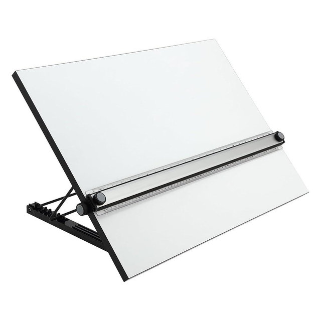 Acurit PXB 24” x 36” Drawing Board for Artists and Designers - Portable Workspace for Drawing, Sketching, Drafting, Painting - Multi-Angled Laminated Surface with Ruler and Parallel Motion Bar