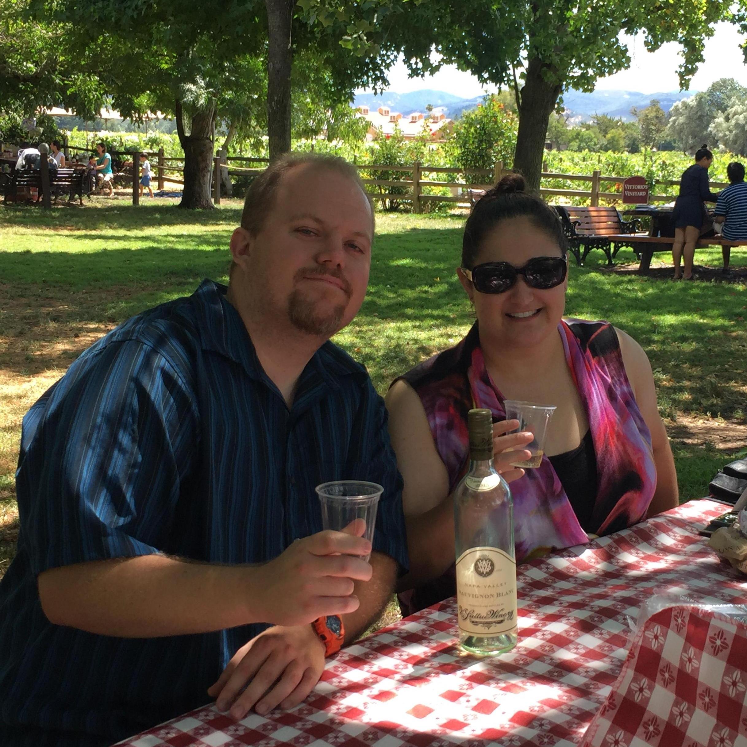 Having lunch with Jessica's parents at V. Sattui in Napa, CA.