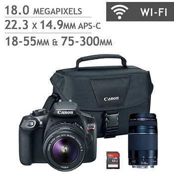 Canon EOS Rebel T6 DSLR Camera 2 Lens Bundle