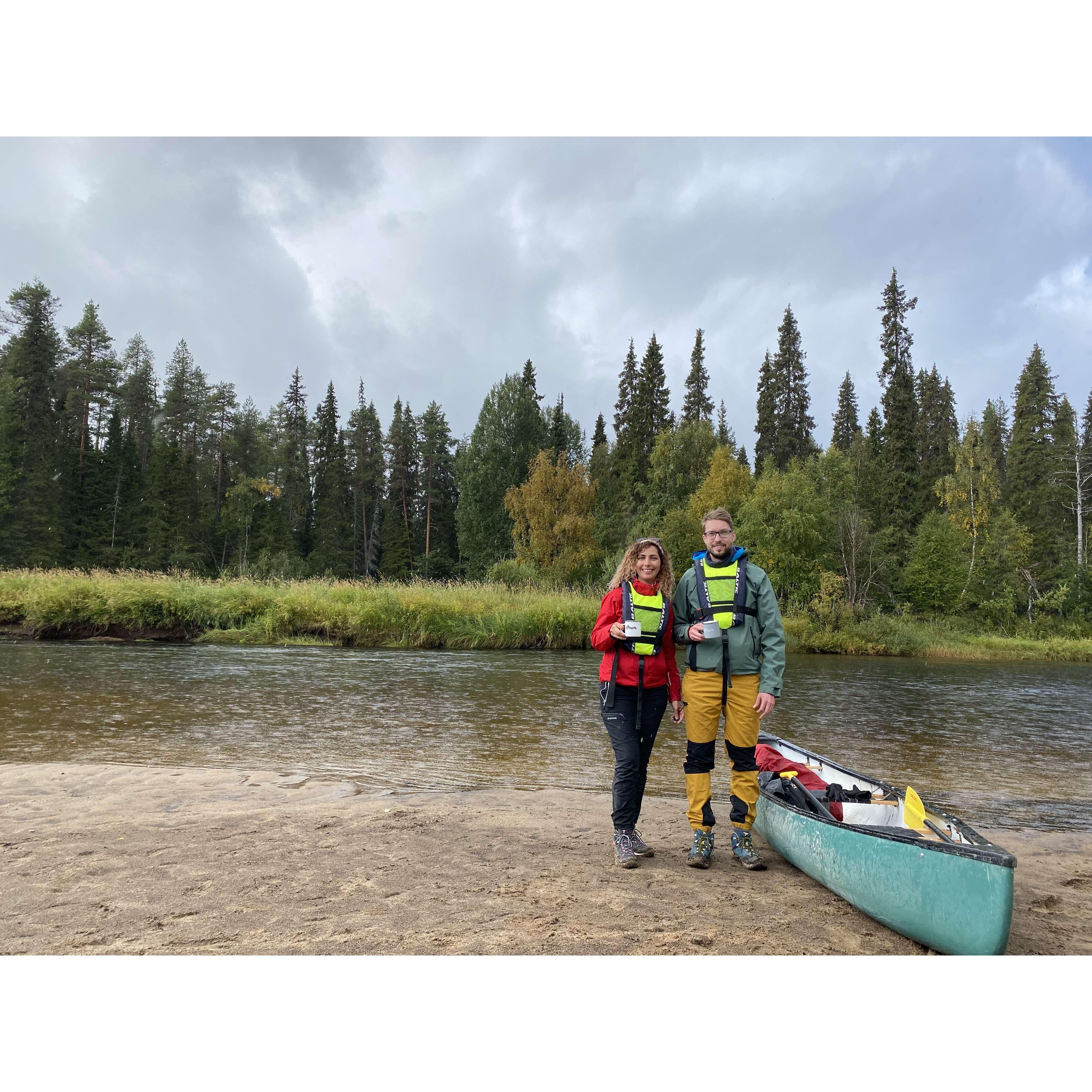 When we traveled 25 km with a canoe in Kuusamo.  