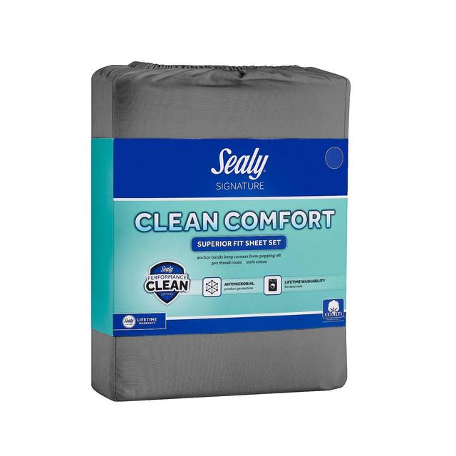 King 300 Thread Count Clean Performance Solid Sheet Set Gray - Sealy