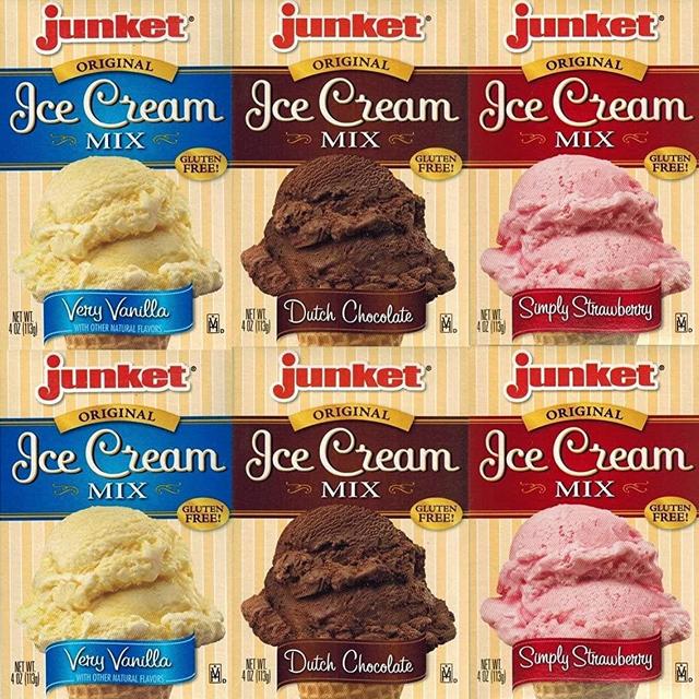 Junket Ice Cream Mix Bundle - 2 Vanilla, 2 Chocolate, 2 Strawberry (6 Total)