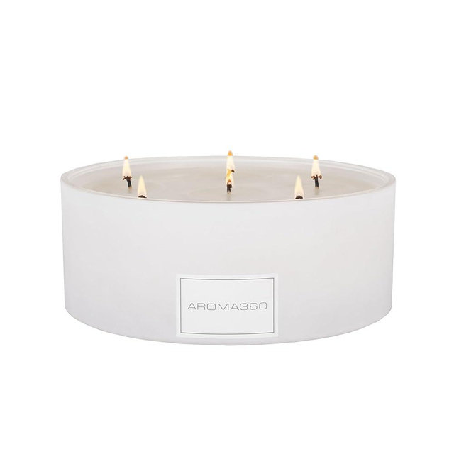 Aroma360 - My Way 50oz Candle - Luxury Scented Candles with Essential Oils - Lush Sandalwood, Warm Virginia Cedar & Iris - Aromatherapy - Soy Candles - 295hr Burn