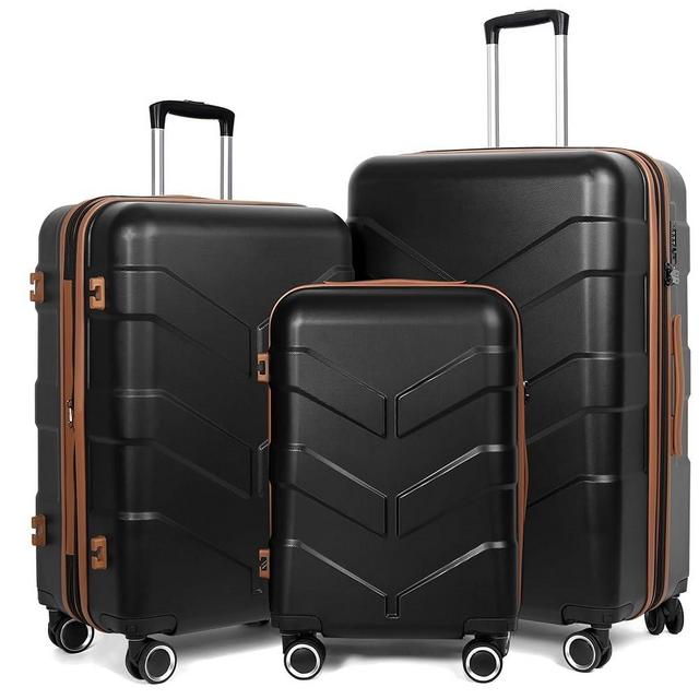 TILYMOL Luggage Sets 3 Piece Suitcase Set with Spinner Wheel, Hardside Luggage Sets with TSA Lock, Expandable Travel Luggage Set for Men and Women, Black