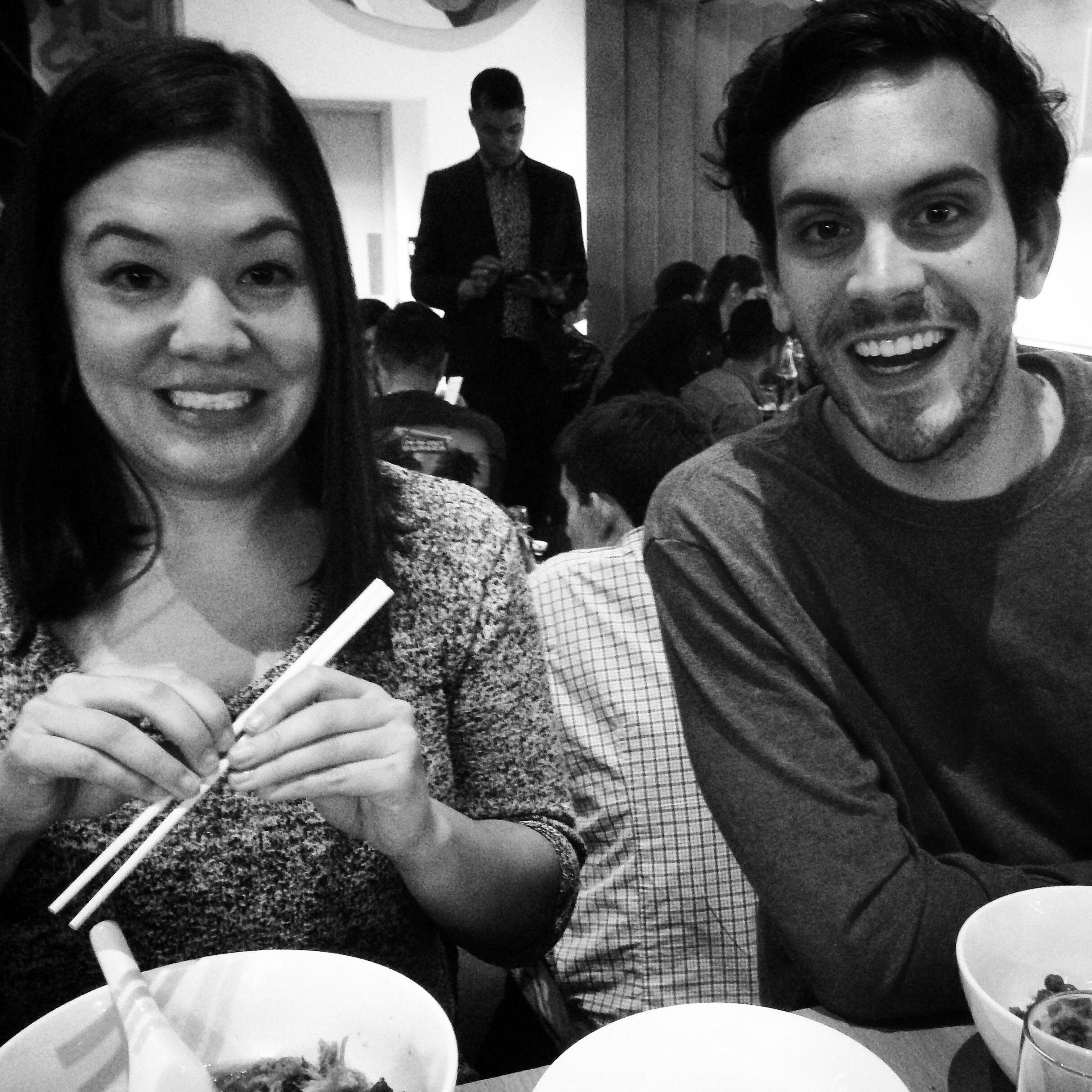Teaching Nate how to use ohashi