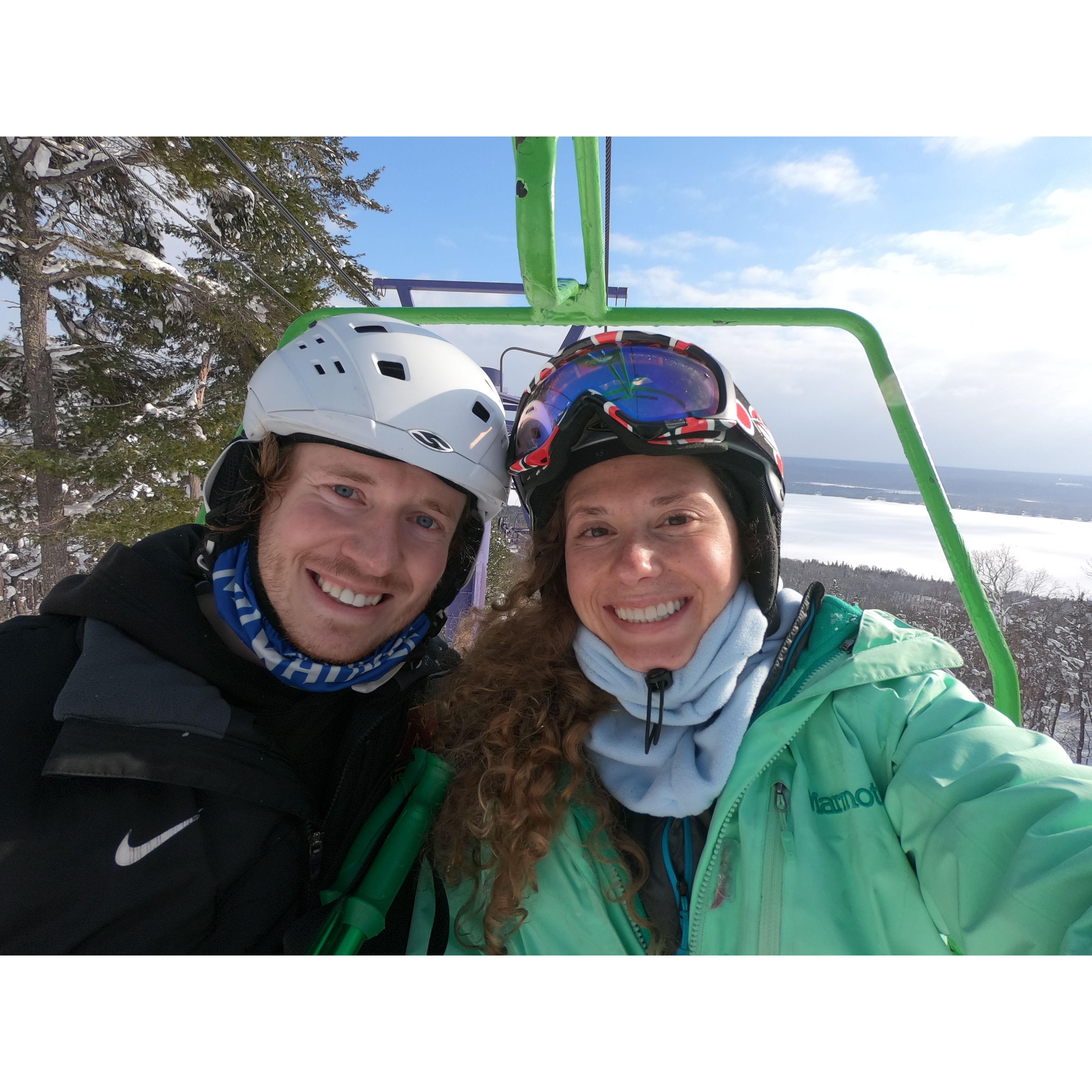 Our first photo together, on a Valentine's ski weekend in Michigan