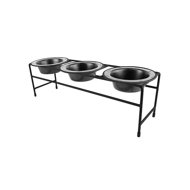 Platinum Pets Modern Triple Diner Feeder with Stainless Steel Cat/Dog Bowls
