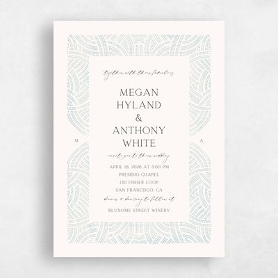 Light Teal, Blue Wedding Invitation - Belmont Portrait