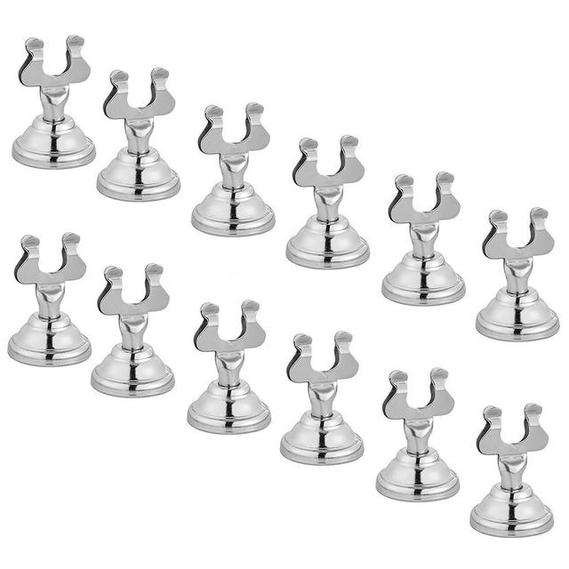 Alpine Harp Style Place Card Holder - Table Card Holder - Tabletop Menu Holder - Table Number Holder -Great for Restaurants, Weddings Banquets - Silver (24 Pack)