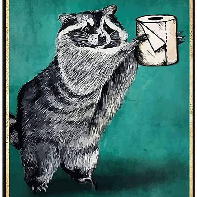 Funny Bathroom Raccoon Vintage Metal Tin Sign Raccoon Wall Decor Art Toilet Raccoon Paper Posters - YOUR BUTT NAPKINS MY LADY - Retro Bathroom Decor for Home Office Coffee Bar Wall Decor 8 x 12 Inches
