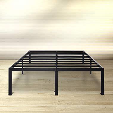 Olee Sleep 18 Inch Tall Heavy Duty Steel Slat/ Anti-slip Support/ Easy Assembly/ Mattress Foundation/ Maximum Storage/ Noise Free/ No Box Spring Needed, Black