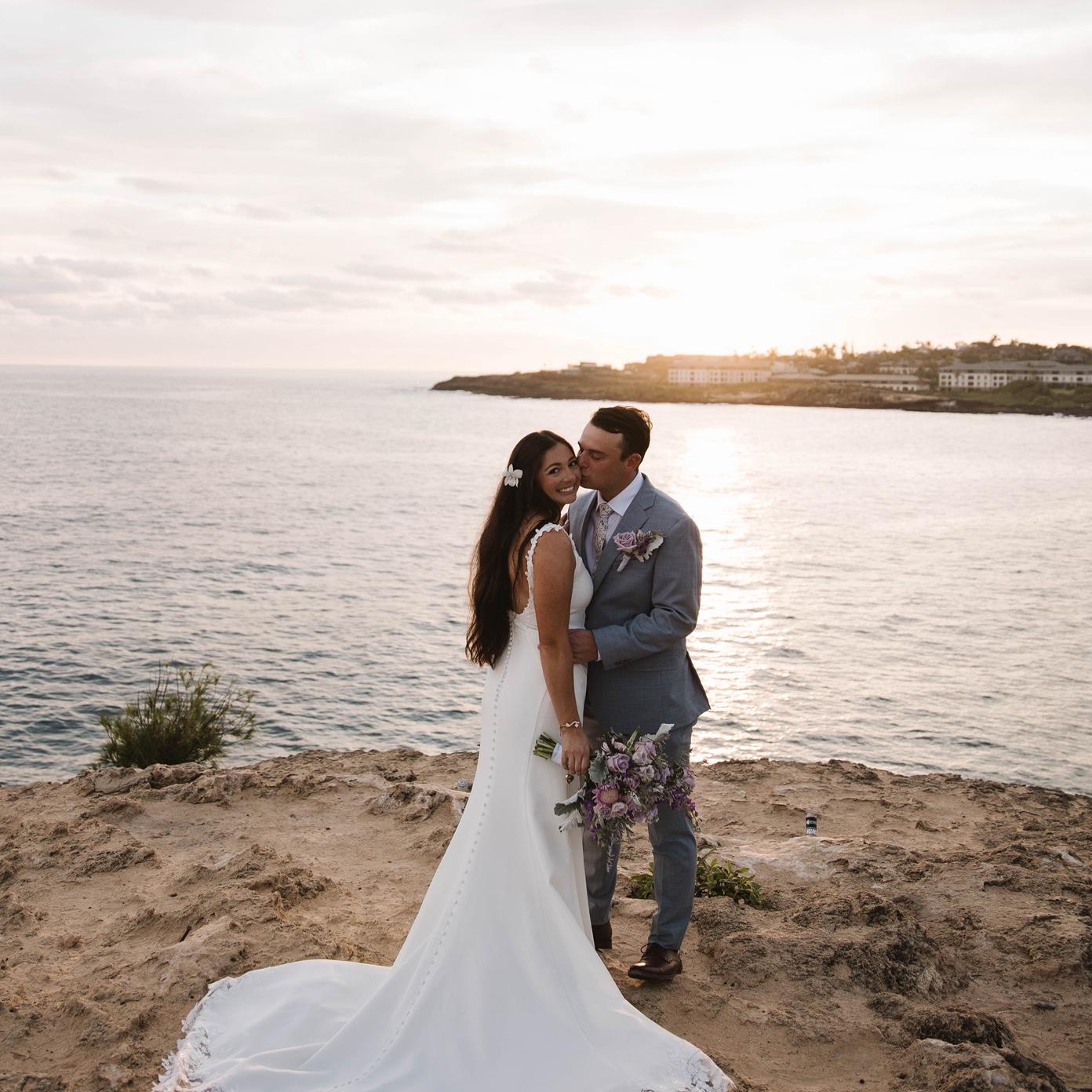 After our ceremony we hiked up to a cliff to take some beautiful bridal photos with our Kaua'i based photographer Kela.