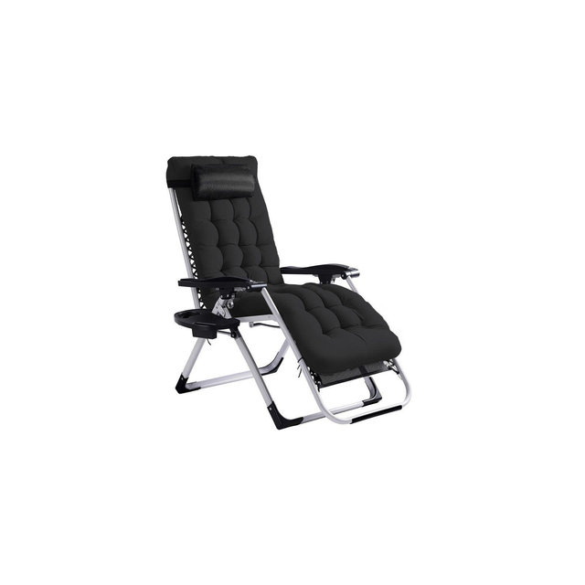 Karl Home Patio Folding Zero Gravity Chair with Black Cushion