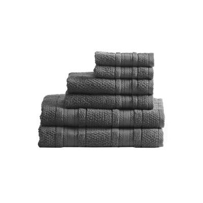 Roman Super Soft 6pc Cotton Bath Towel Set Dark/Gray (27x52")