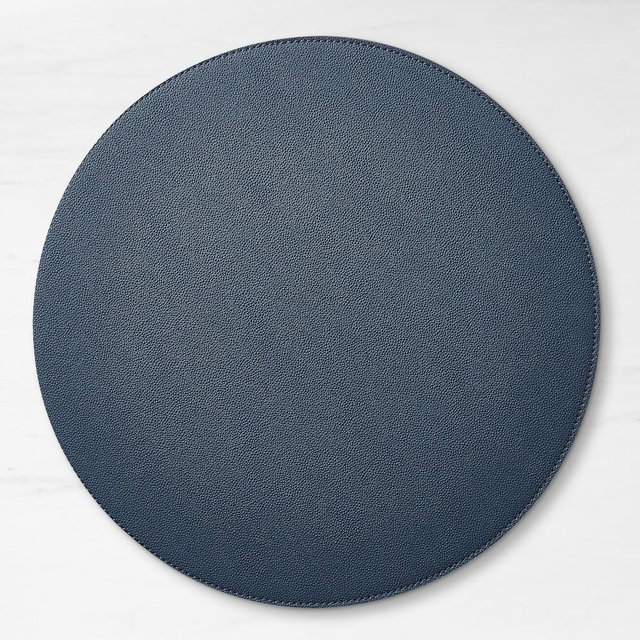 Faux Shagreen Round Placemat, Navy