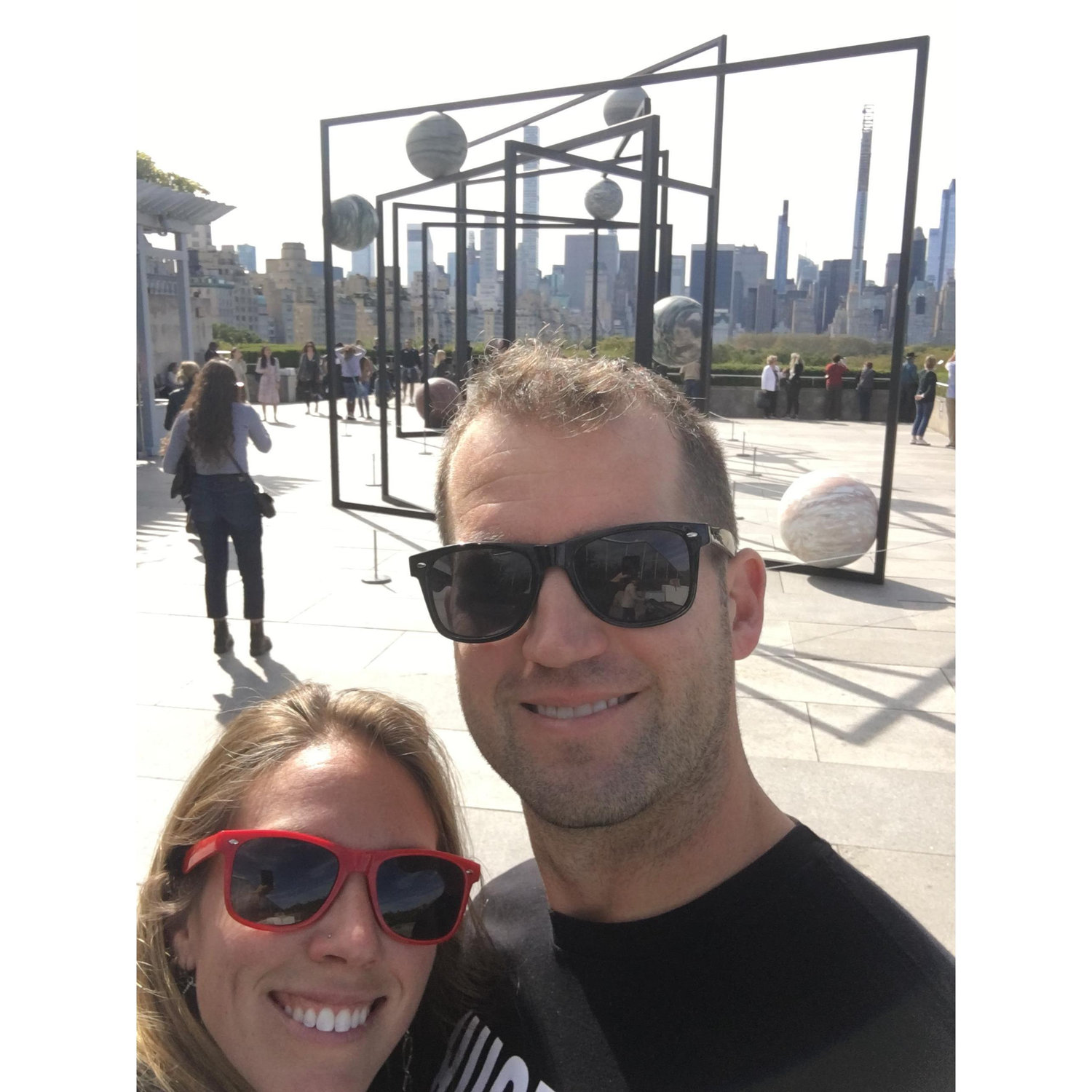 Visiting artwork and enjoying view on the rooftop of the Metropolitan Museum of Art