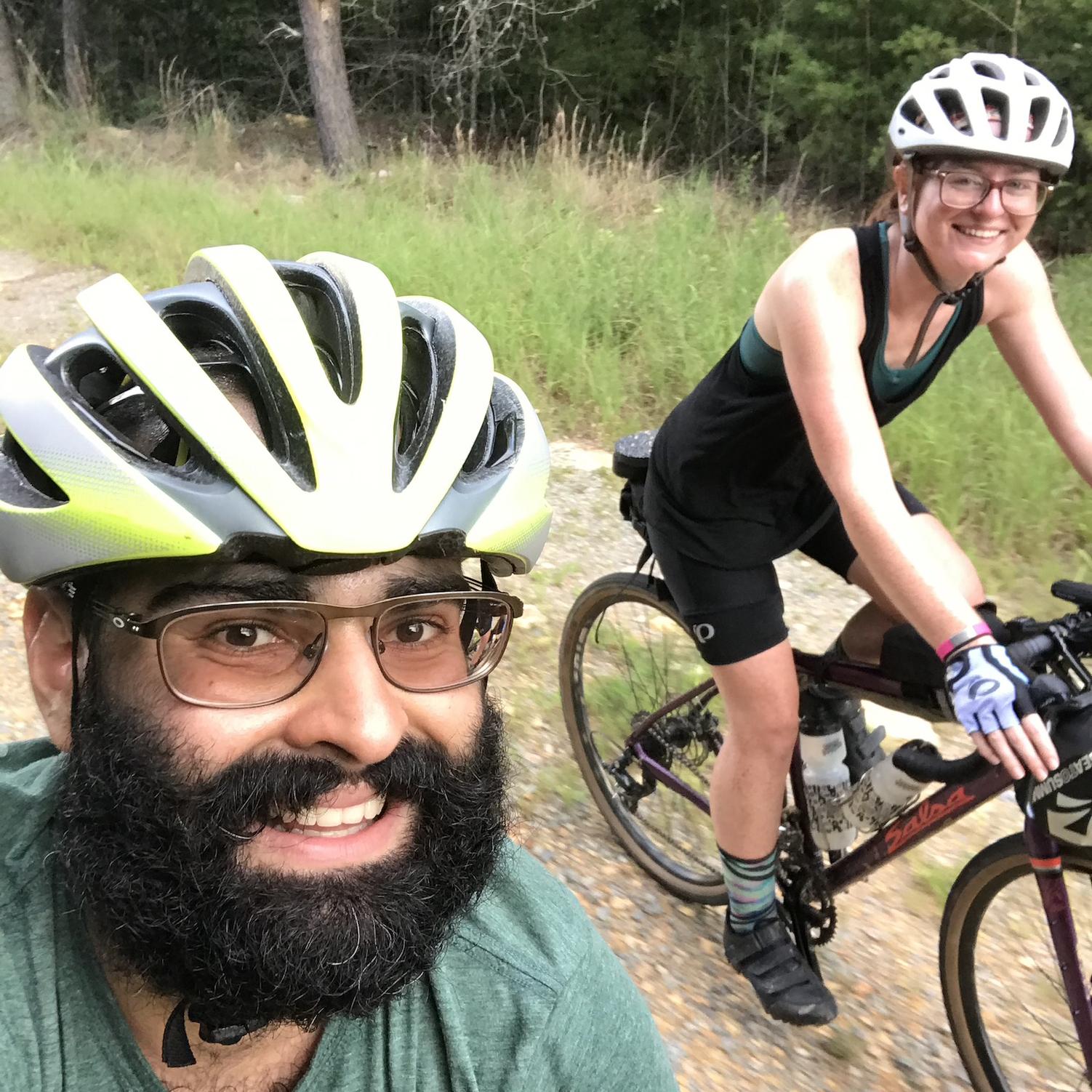 Our first selfie together on a bike packing trip