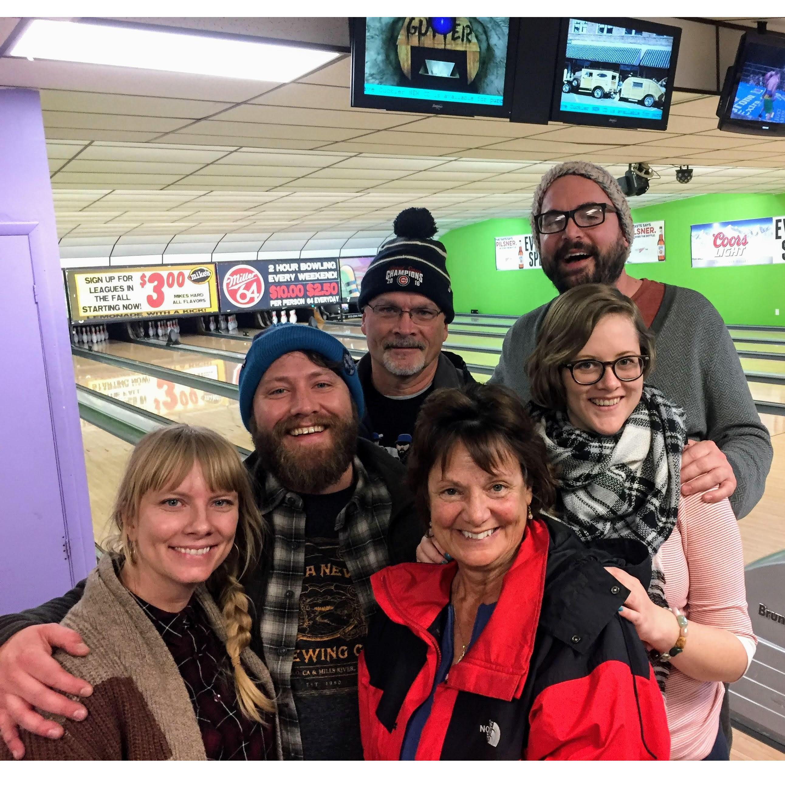 Bowling with Mike's parents, Chris and Amanda in Lake Carroll.