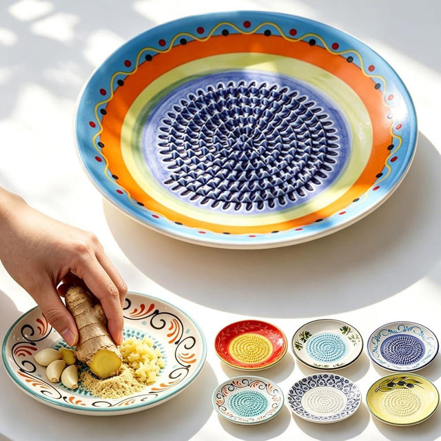 2026 New Ceramic Garlic Grater Bowl, 4.6in Handmade Garlic Grater Dish for Ginger, Cheese, Wasabi, Onion, Yam (G)