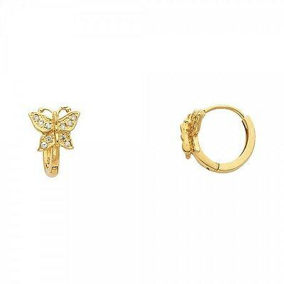 14K Yellow Gold Butterfly Huggies Earrings for Baby