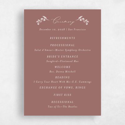 Clay Brown Wedding Program - Fenwick