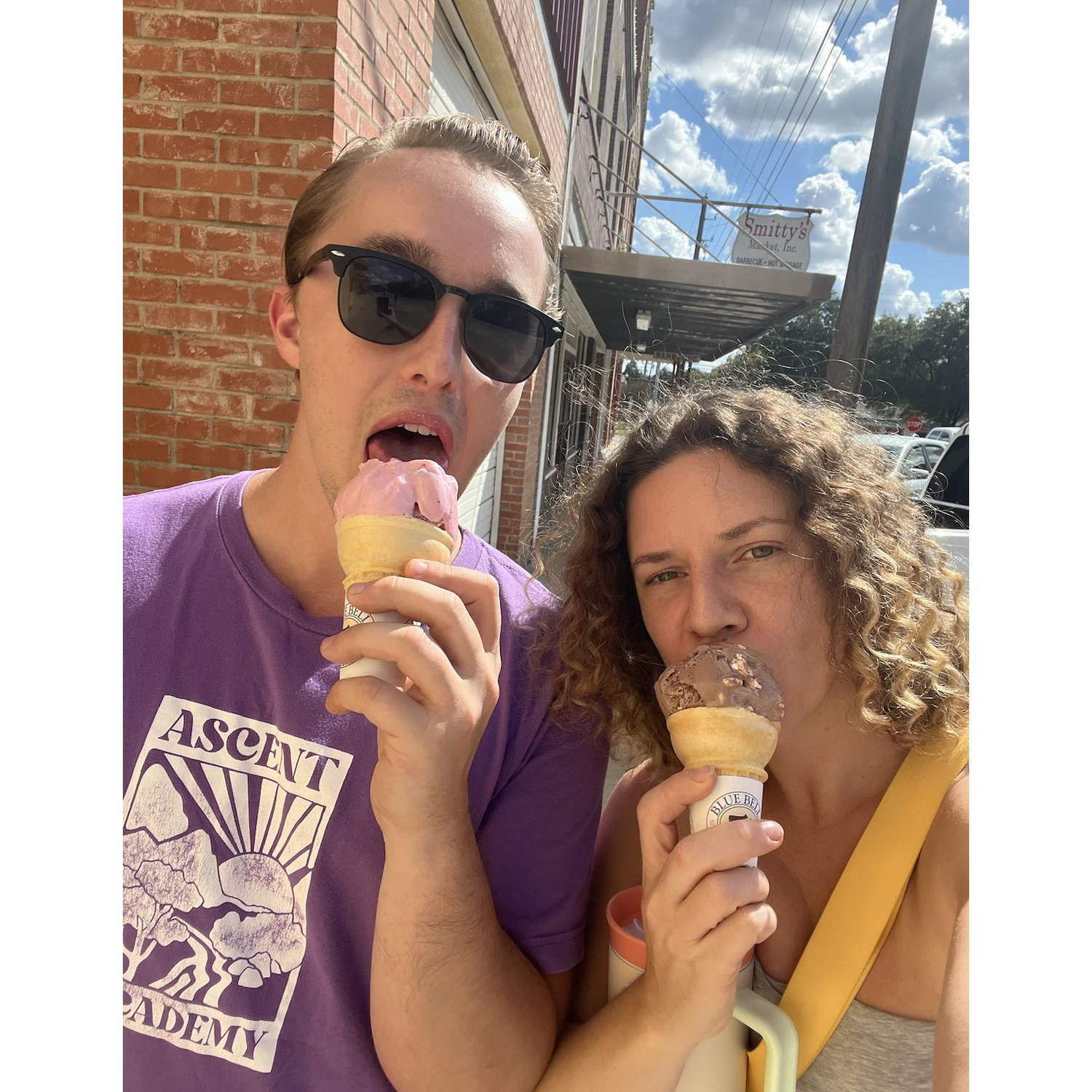 Enjoying ice cream on a hot day in Lockhart
