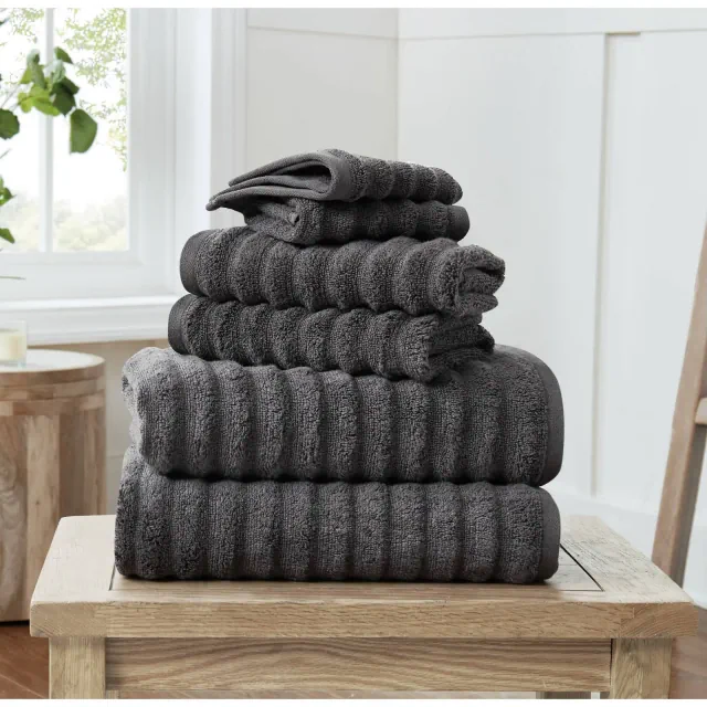 Christian Siriano 6pc Textured Zero Twist Bath Towel Set Gray