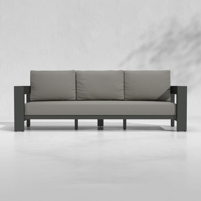 Walker Outdoor Metal Sofa with Graphite Sunbrella ® Cushions