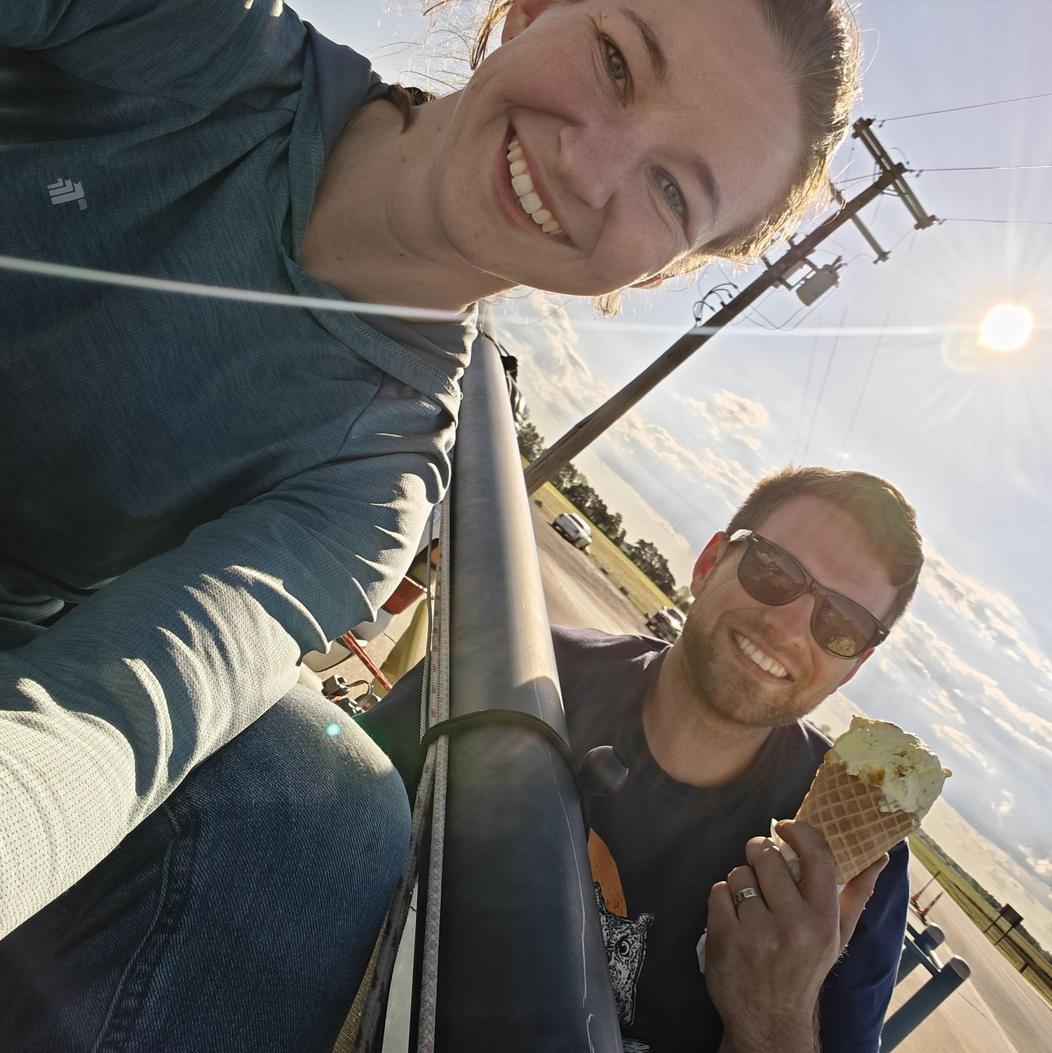 Who else takes a road trip break on your boat eating ice-cream?