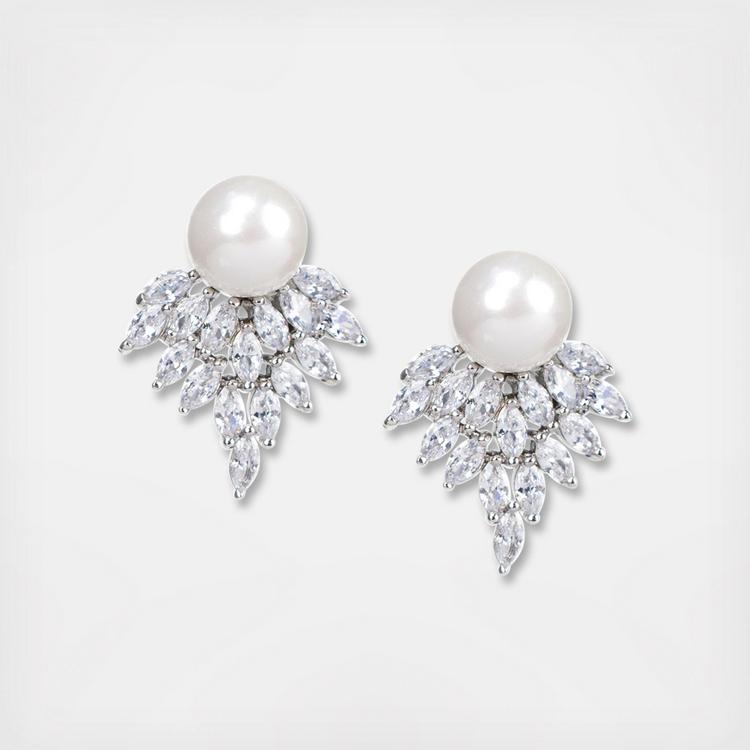 Marquise CZ and Pearl Earrings